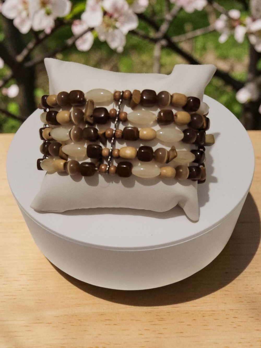 10 / $10 Handcrafted Brown Multi-Bead Stretch Bracelet